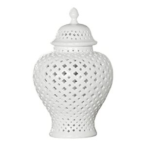 milageto ceramic vase organizer storage table centerpieces handicraft flower holder collection temple jar porcelain ginger jar for office desk home – white, h 27.5cm mouth 7.2cm