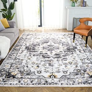 oigae washable rug 5×7 for living room farmhouse vintage boho persian area rug for bedroom dinning room office non-shedding indoor rug home decor