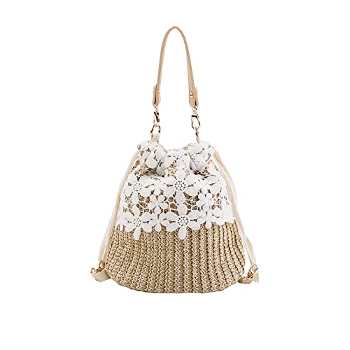 YAHUAN Straw Purses For Women Straw Handbag With Flower Lace Crochet Tote Bag Woven Straw Bags Crossbody Bags For Women (flower lace)