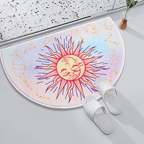 Creative semi-Circular Area Carpet Anti-Slip Super Absorbent Carpet,Sun and Moon mat,Shaggy Throw Rug for Living Room Bedroom Bathroom Home Decor (Constellation)