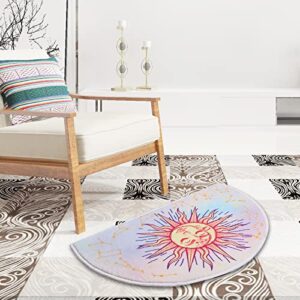 Creative semi-Circular Area Carpet Anti-Slip Super Absorbent Carpet,Sun and Moon mat,Shaggy Throw Rug for Living Room Bedroom Bathroom Home Decor (Constellation)