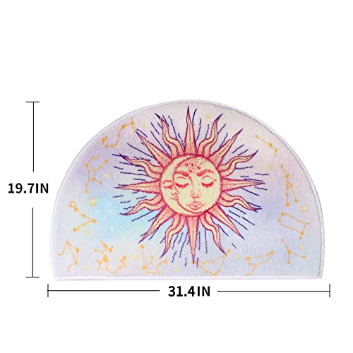 Creative semi-Circular Area Carpet Anti-Slip Super Absorbent Carpet,Sun and Moon mat,Shaggy Throw Rug for Living Room Bedroom Bathroom Home Decor (Constellation)