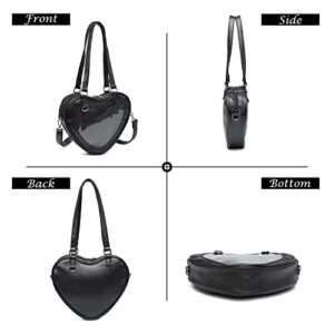 Emprier Women Heart Shaped Shoulder Bags Clear Tote Purse Ita Bag Backpack Cross body Purse for Anime Pins