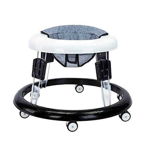 Adjustable Height Baby Walkers for Boys and Girls with Easy Clean Tray and 8 Universal Wheels, Anti-Rollover Folding Toddler Walker for Baby 6-18Months (Grey)