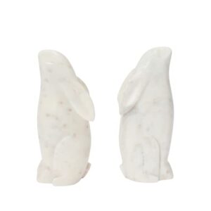 creative co-op handcarved rabbit marble, white, set of 2 bookends, 3″ l x 5″ w x 7″ h
