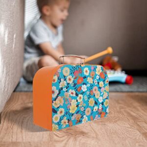 OUNONA Paperboard Suitcases Mini Suitcase Floral Painting Decorative Gift Boxes with Hinged Lids and Handles for Birthday Wedding Christmas Party Favor Toys Photos Props