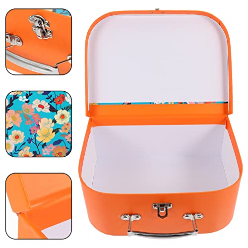 OUNONA Paperboard Suitcases Mini Suitcase Floral Painting Decorative Gift Boxes with Hinged Lids and Handles for Birthday Wedding Christmas Party Favor Toys Photos Props