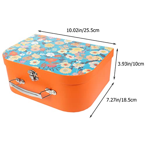 OUNONA Paperboard Suitcases Mini Suitcase Floral Painting Decorative Gift Boxes with Hinged Lids and Handles for Birthday Wedding Christmas Party Favor Toys Photos Props