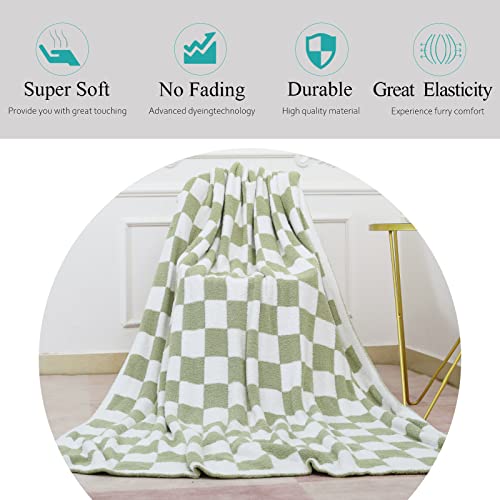 GCQC Checkered Throw Blanket, Knitted Checkerboard Grid Gingham Warmer Comfort Shaggy Soft Cozy Fuzzy Bed Best Gift Blanket with Box for Home Chair Sofa Couch Camping Travel