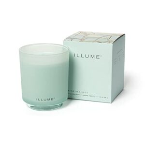 illume beautifully done essentials fresh sea salt boxed glass scented soy candle, 3″ l x 3″ w x 1″ h
