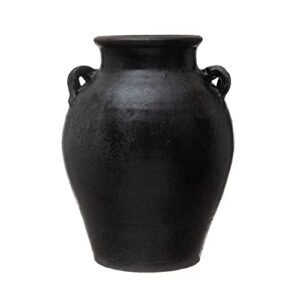 Creative Co-Op Found Decorative Clay Jar, Black, 12''