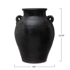 Creative Co-Op Found Decorative Clay Jar, Black, 12''