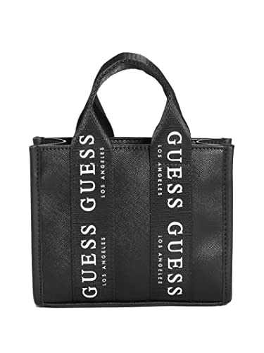 GUESS Factory Women's Logo-Tape Mini Tote Crossbody Handbag Black