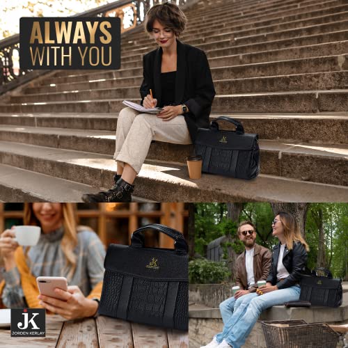 JORDEN KERLAY Black tote bag/Handbag for Women | Black faux leather Clutch bag Shoulder Bag Top-handle bag | Designer aesthetic black work professional bag for women