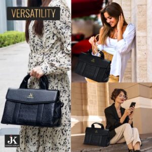 JORDEN KERLAY Black tote bag/Handbag for Women | Black faux leather Clutch bag Shoulder Bag Top-handle bag | Designer aesthetic black work professional bag for women