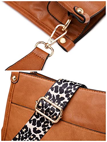 Women Fashion Tote Bag Shoulder Bag Purse PU Leather Crossbody Bag Hobo Handbag Large Capacity Leopard Strap