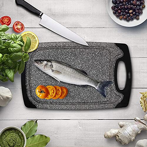 SKIMT Chopping Board Reversible Cutting Board Set of 3, Plastic Chopping Board for Kitchen, Non-Slip Design with Easy Grip Handle, BPA Free