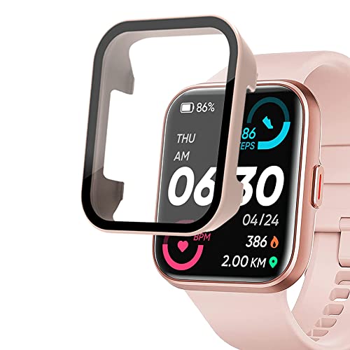 smaate Smartwatch Case with Screen Protector Compatible with ENOMIR ID208BT, SKG V7 PRO and AGPTEK LW31 1.69” Smartwatch, Hard PC Case with Tempered Glass Build-in, Protecting Body & Screen