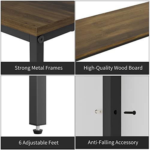 SONGXIN 70.9 Inch Console Table with Power Outlet,Modern Narrow Long Sofa Table Behind Couch,Skinny Entry Table with Black Metal Frame for Entryway,Living Room, Hallway,Walnut Brown