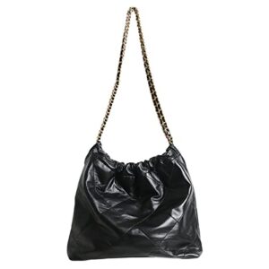 hobo bags for women designer pu leather shoulder handbag shiny quilted hobo bag women’s shoulder bag (black)