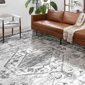 TANVILL Persian Distressed Area Rug 5x7 Machine Washable Rugs for Bedroom, Living Room, Stain Resistant, Non-Slip, Non-Shedding, Grey