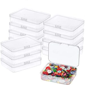 goiio 12 pcs mini plastic storage containers box with lid, 5x4x1.3 inches clear rectangle box for collecting small items, beads, game pieces, business cards, crafts accessories