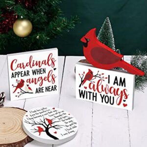 Cardinal Tiered Tray Decor Memorial Gifts Wooden Red Birds Cardinals Christmas Decorations Winter Farmhouse Sign Red Cardinals Appear When Angels Are Near Bird on Tree Cardinal Gift for Her Set of 4