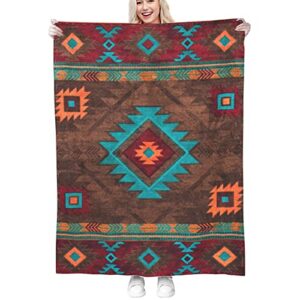 soft native american southwest cozy flannel blanket vintage abstract ethnic pattern couch sofa indian aztec navajo lightweight bed plush throw blanket 50″x40″