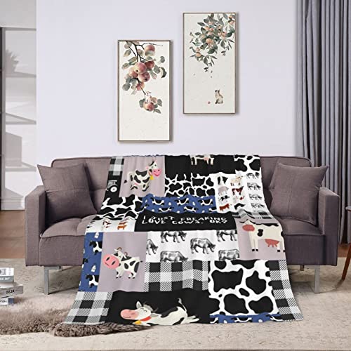 Farm Cow ​Blanket Cow Print Blanket Farm Animal Cow Blanket Cow Decor Soft Throw Blankets Lightweight Warm Flannel Fleece Blanket for Kids Adults for Bed Sofa Travel Couch 50"X40"