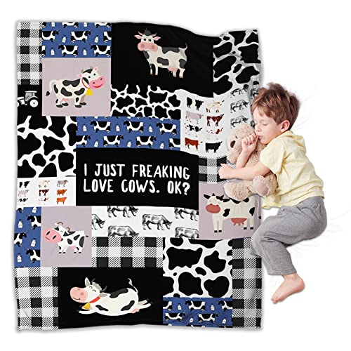 Farm Cow ​Blanket Cow Print Blanket Farm Animal Cow Blanket Cow Decor Soft Throw Blankets Lightweight Warm Flannel Fleece Blanket for Kids Adults for Bed Sofa Travel Couch 50"X40"