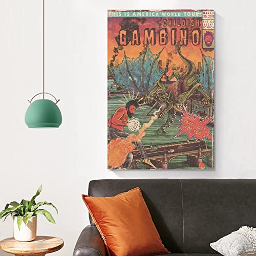 DABB Childish Gambino Vintage Music Poster Canvas Art Poster and Wall Art Hanging Decor for Modern Family Corridor Posters for Bedroom Aesthetic 12x18inch(30x45cm)