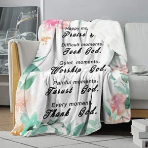 Healing Blanket, Positive Inspirational Thoughts Sherpa Blanket with Scripture Bible Verse Soft Throw Blanket -Christian Gifts for Women 50x60 Inch
