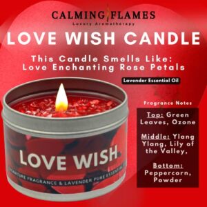 LOVE WISH CANDLE | Rose Petals Scented Candles | CANDLES FOR HOME SCENTED | Lavender | LONG LASTING FRAGRANCE | LOVE CANDLE | Handcrafted in USA | Up to 25 Hour Burn Time (Premium Wax Blend, 6oz)