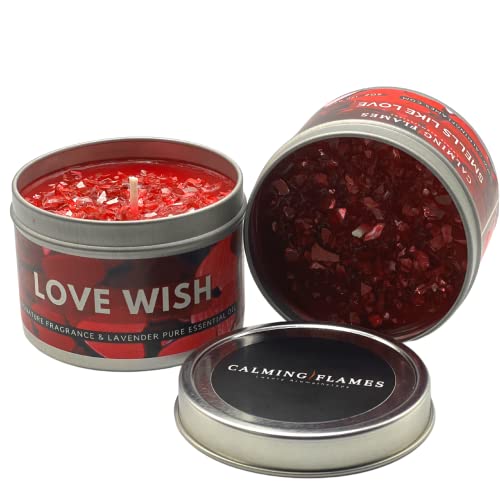 LOVE WISH CANDLE | Rose Petals Scented Candles | CANDLES FOR HOME SCENTED | Lavender | LONG LASTING FRAGRANCE | LOVE CANDLE | Handcrafted in USA | Up to 25 Hour Burn Time (Premium Wax Blend, 6oz)