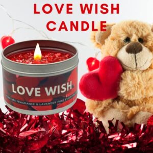 LOVE WISH CANDLE | Rose Petals Scented Candles | CANDLES FOR HOME SCENTED | Lavender | LONG LASTING FRAGRANCE | LOVE CANDLE | Handcrafted in USA | Up to 25 Hour Burn Time (Premium Wax Blend, 6oz)