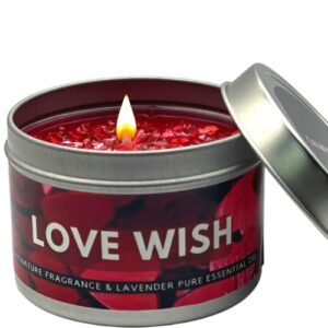 LOVE WISH CANDLE | Rose Petals Scented Candles | CANDLES FOR HOME SCENTED | Lavender | LONG LASTING FRAGRANCE | LOVE CANDLE | Handcrafted in USA | Up to 25 Hour Burn Time (Premium Wax Blend, 6oz)