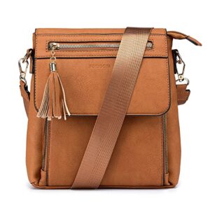 poiugoya crossbody purses for women,leather medium shoulder bag travel purses lightweight with adjustable strap and tassel
