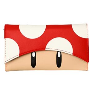 super mario red mushroom design juniors flap women’s tri-fold girls wallet
