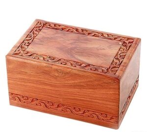 auliya – rosewood cremation urn for human ashes adult male female – decorative urns for men women – large burial urn for adults