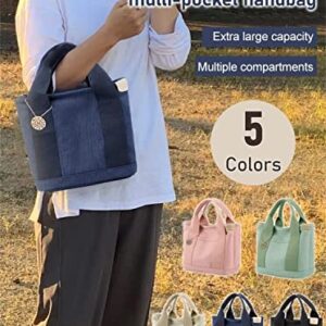 Large Capacity Multi-Pocket Handbag Women's Canvas Tote Purses Crossbody Bag Handmade Crossbody Bag Handbag Vintage Tote Bags (Green)