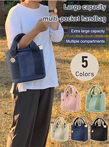 Large Capacity Multi-Pocket Handbag Women's Canvas Tote Purses Crossbody Bag Handmade Crossbody Bag Handbag Vintage Tote Bags (Green)