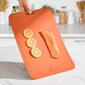 Gintan TPU Cutting Board, BPA-Free, With Knife and Juice Groove,Scratch Resistant Flexible Cutting Boards for Kitchen, Dishwasher Safe, Easy-Grip Handle, Non-Slip