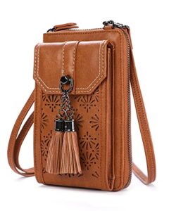 siihenrry small crossbody cell phone purse for women, rfid blocking wallet purse with tassel, with credit card slots
