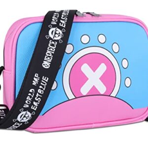 Roffatide Anime One Piece Crossbody Bag Tony Tony Chopper Small Shoulder Bag Sling Bag Girls Crossbody Handbag Pink