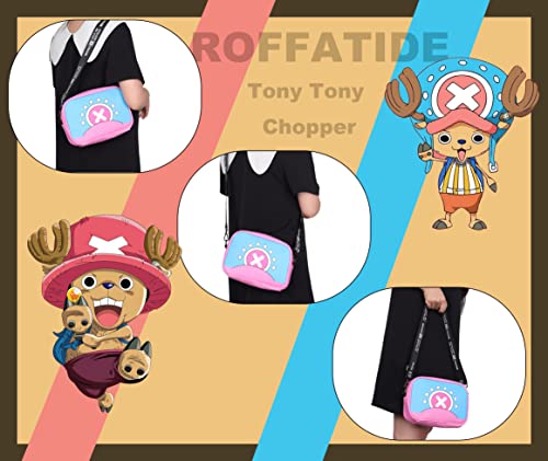 Roffatide Anime One Piece Crossbody Bag Tony Tony Chopper Small Shoulder Bag Sling Bag Girls Crossbody Handbag Pink