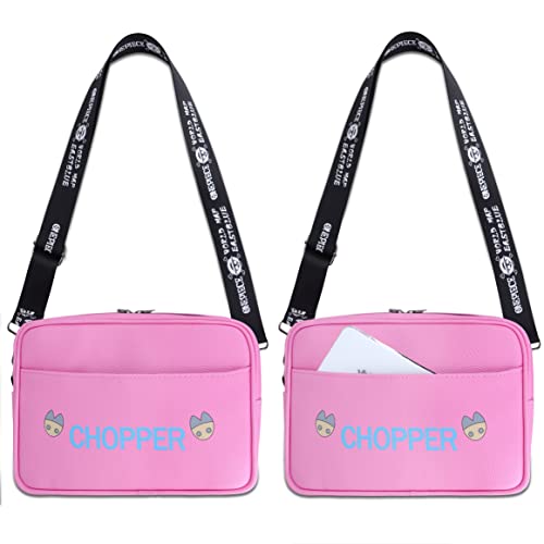 Roffatide Anime One Piece Crossbody Bag Tony Tony Chopper Small Shoulder Bag Sling Bag Girls Crossbody Handbag Pink