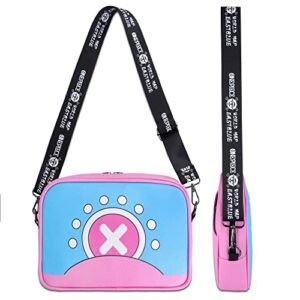 Roffatide Anime One Piece Crossbody Bag Tony Tony Chopper Small Shoulder Bag Sling Bag Girls Crossbody Handbag Pink