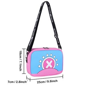 Roffatide Anime One Piece Crossbody Bag Tony Tony Chopper Small Shoulder Bag Sling Bag Girls Crossbody Handbag Pink