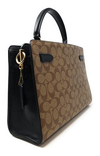 COACH Women's Lane Carryall (Blocked Signature Canvas - Khaki - Brown Multi)