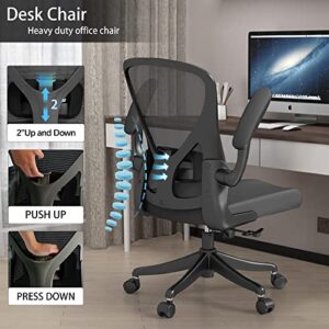 SICHY AGE Ergonomic Office Chair Home Desk Office Chair with Flip-Armrest & Cushion for Lumbar Support, Mid Back Computer Chair with Thickened Cushion Desk Chairs